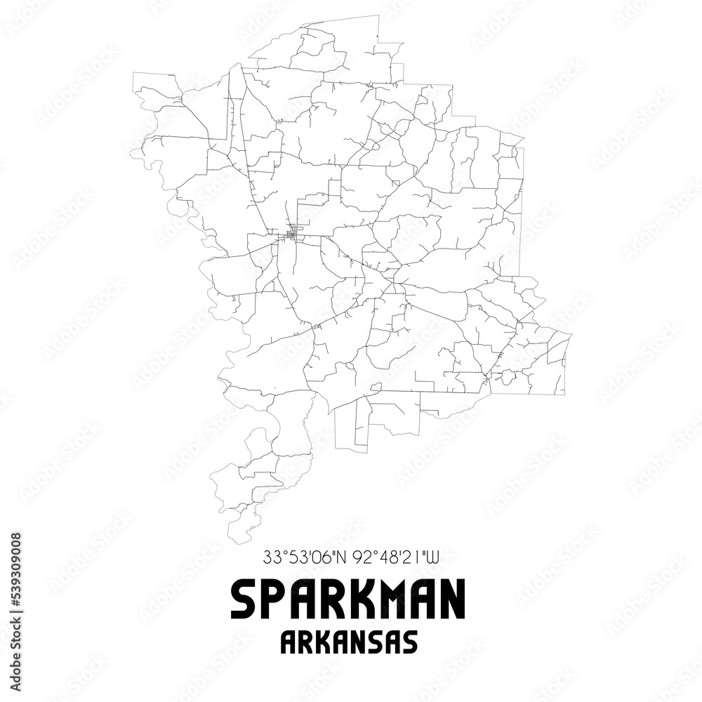 Sparkman Arkansas. US street map with black and white lines. Sparkman Arkansas. US street map with black and white lines.