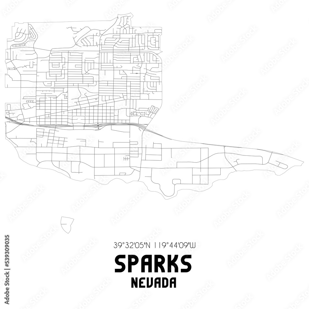 Sparks Nevada. US street map with black and white lines. Sparks Nevada. US street map with black and white lines.