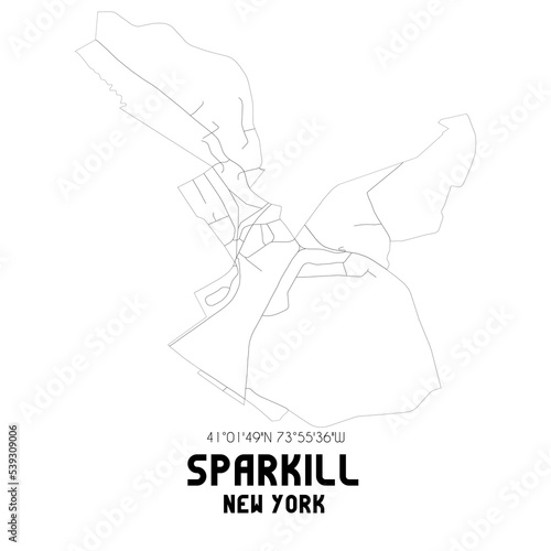 Sparkill New York. US street map with black and white lines.