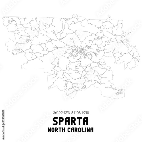 Sparta North Carolina. US street map with black and white lines.