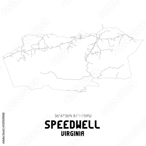 Speedwell Virginia. US street map with black and white lines.