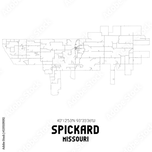 Spickard Missouri. US street map with black and white lines.