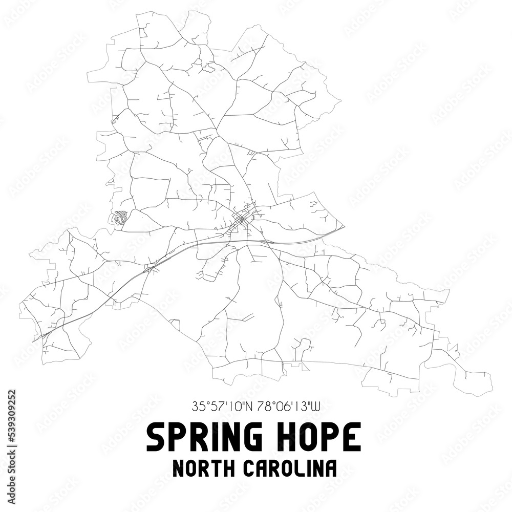 Spring Hope North Carolina. US street map with black and white lines. Spring Hope North Carolina. US street map with black and white lines.