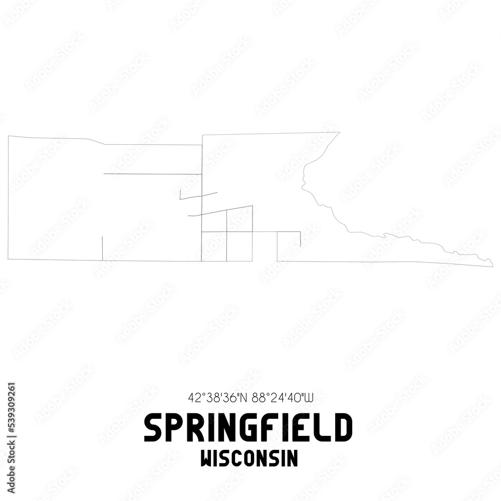 Springfield Wisconsin. US street map with black and white lines. Springfield Wisconsin. US street map with black and white lines.