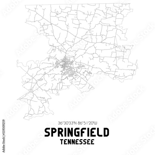 Springfield Tennessee. US street map with black and white lines. photo