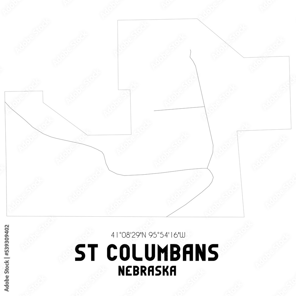 St Columbans Nebraska. US street map with black and white lines. St Columbans Nebraska. US street map with black and white lines.