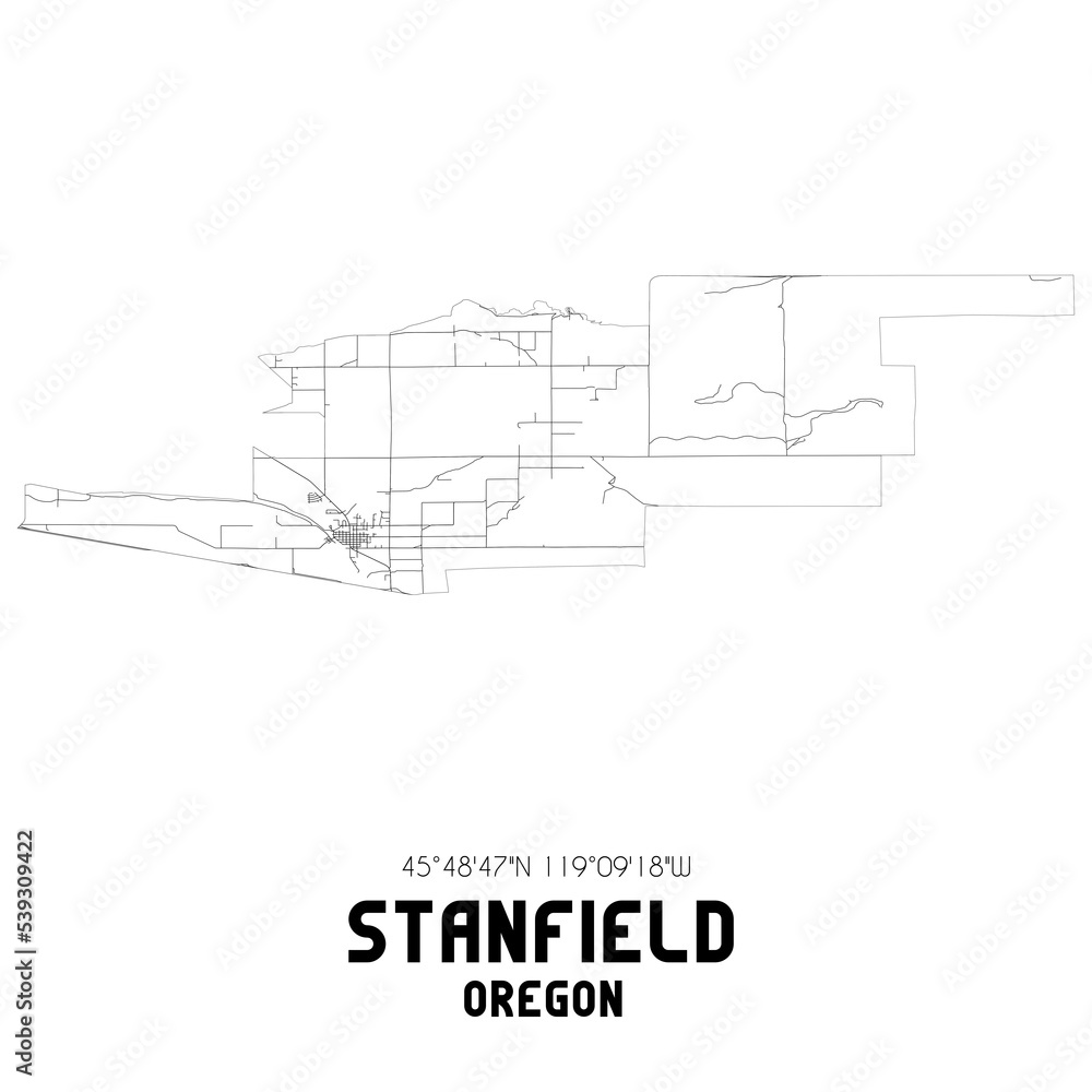 Stanfield Oregon. US street map with black and white lines. Stanfield Oregon. US street map with black and white lines.