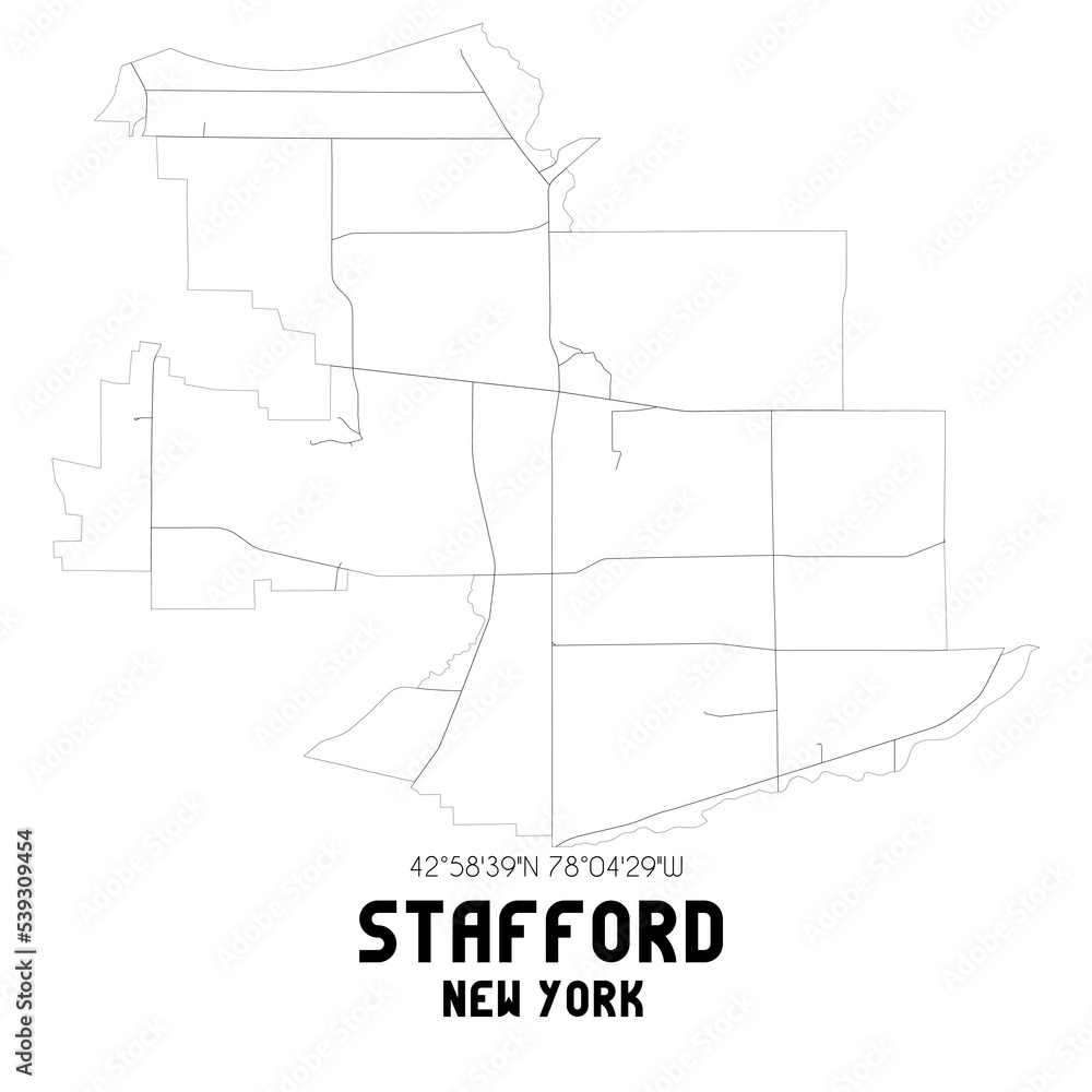 Stafford New York. US street map with black and white lines. Stafford New York. US street map with black and white lines.