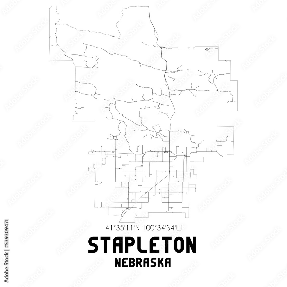 Stapleton Nebraska. US street map with black and white lines. Stapleton Nebraska. US street map with black and white lines.