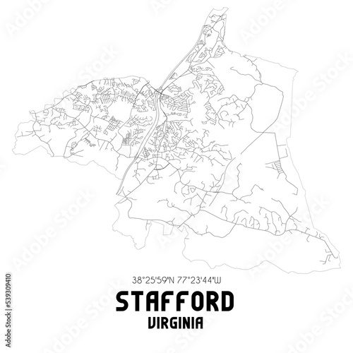 Stafford Virginia. US street map with black and white lines. photo