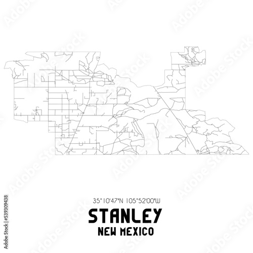 Stanley New Mexico. US street map with black and white lines.