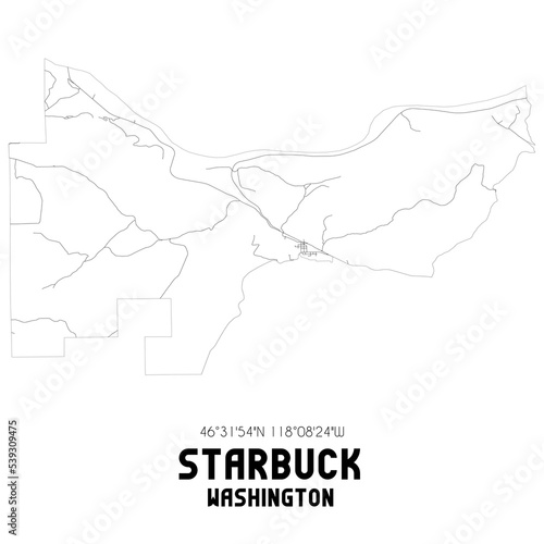 Starbuck Washington. US street map with black and white lines.