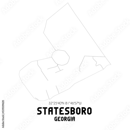Statesboro Georgia. US street map with black and white lines. photo
