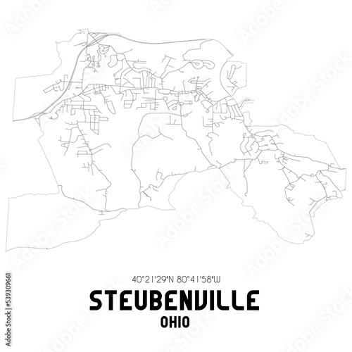 Steubenville Ohio. US street map with black and white lines. photo