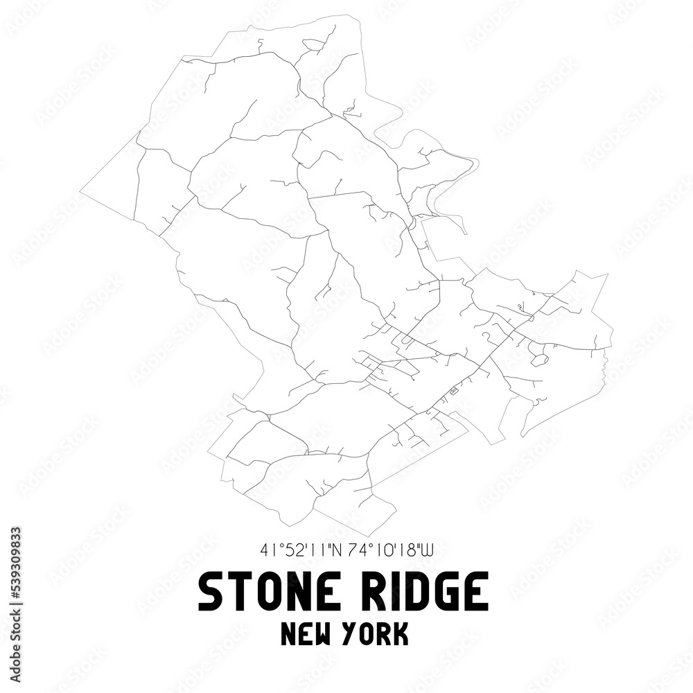 Stone Ridge New York. US street map with black and white lines. Stone Ridge New York. US street map with black and white lines.