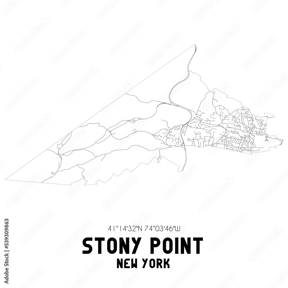 Stony Point New York. US street map with black and white lines. Stock