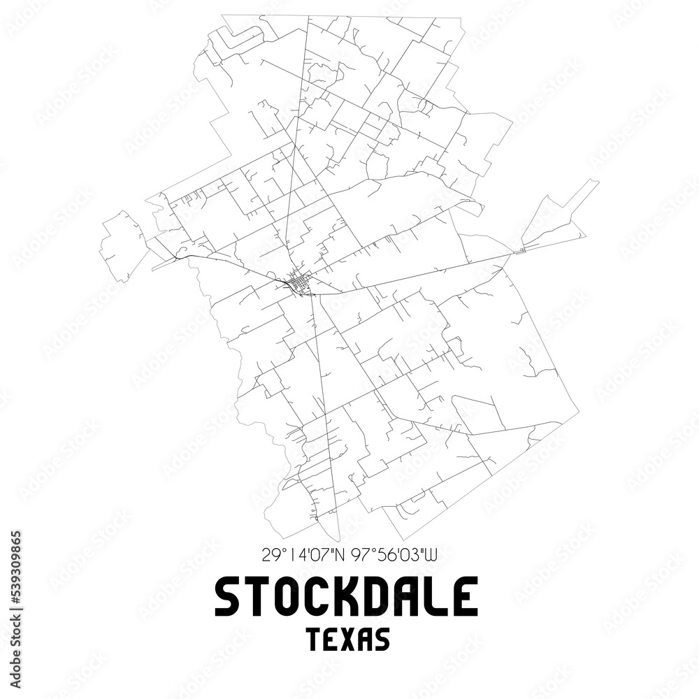 Stockdale Texas. US street map with black and white lines.