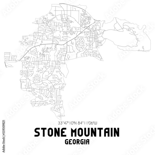 Stone Mountain Georgia. US street map with black and white lines.
