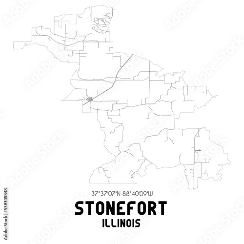 Stonefort Illinois. US street map with black and white lines.