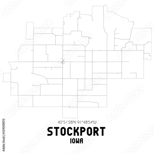Stockport Iowa. US street map with black and white lines. photo