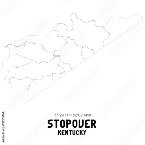 Stopover Kentucky. US street map with black and white lines.