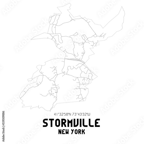 Stormville New York. US street map with black and white lines.