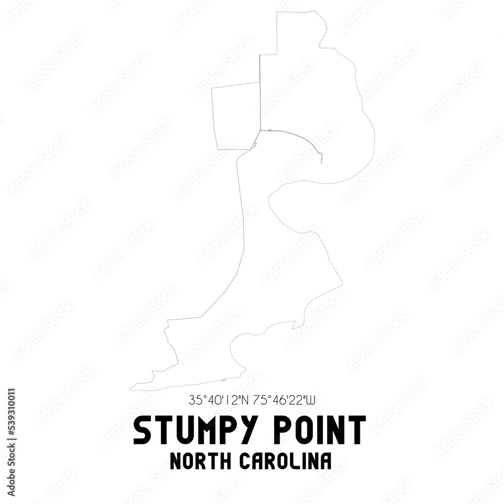 Stumpy Point North Carolina. US street map with black and white lines. Stumpy Point North Carolina. US street map with black and white lines.