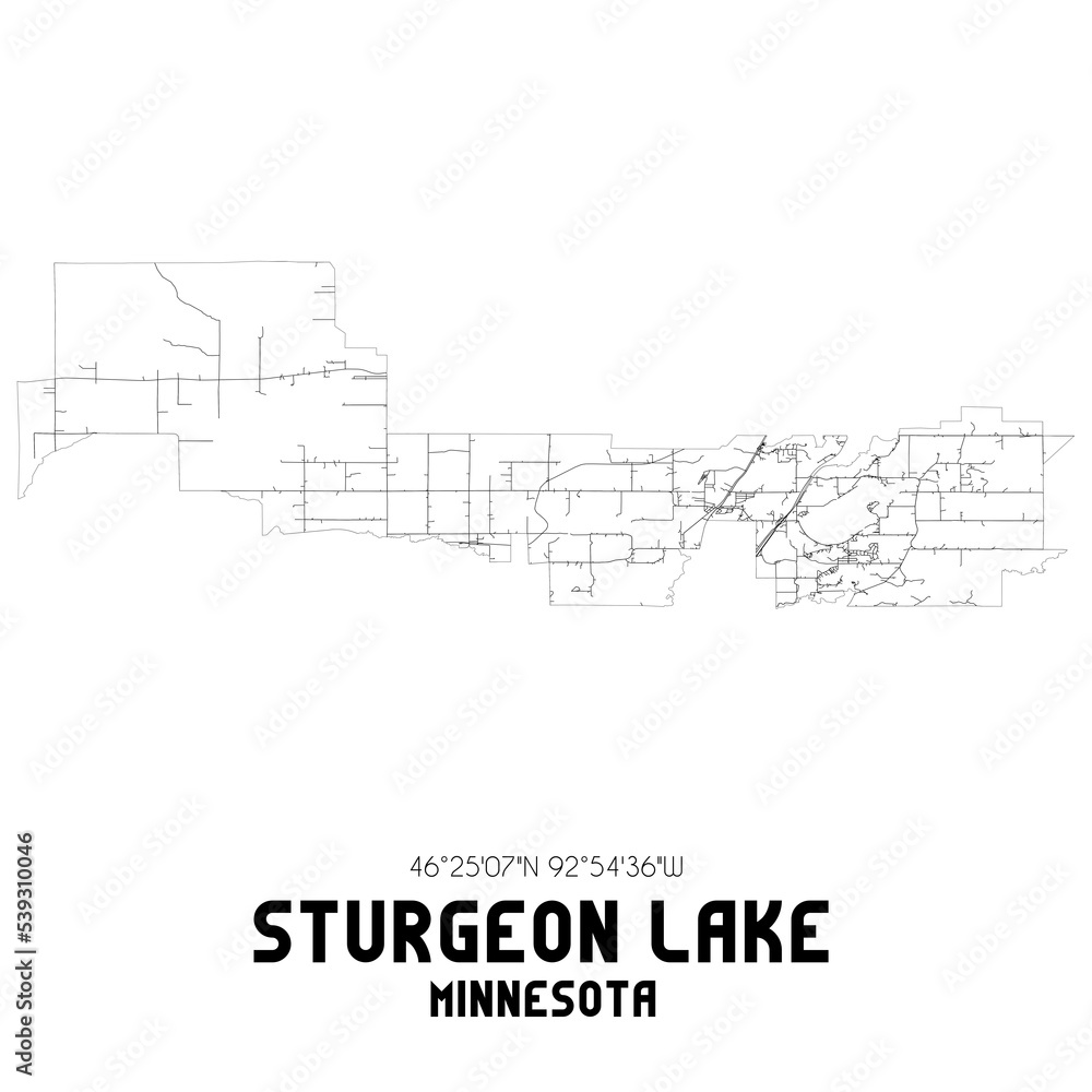 Sturgeon Lake Minnesota. US street map with black and white lines. Sturgeon Lake Minnesota. US street map with black and white lines.
