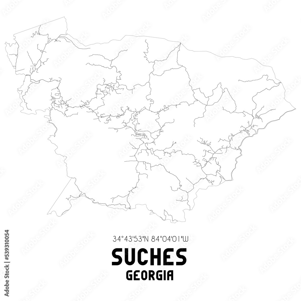 Suches Georgia. US street map with black and white lines.