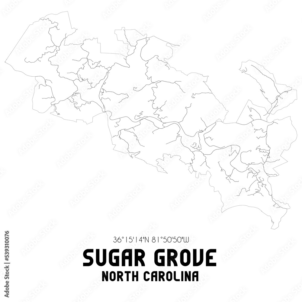 Sugar Grove North Carolina. US street map with black and white lines. Sugar Grove North Carolina. US street map with black and white lines.