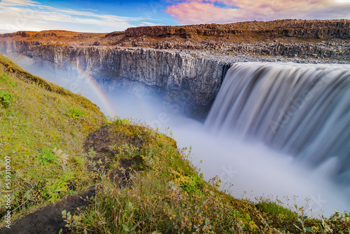 Landscape of the Dettifoss Waterfall (Iceland)
