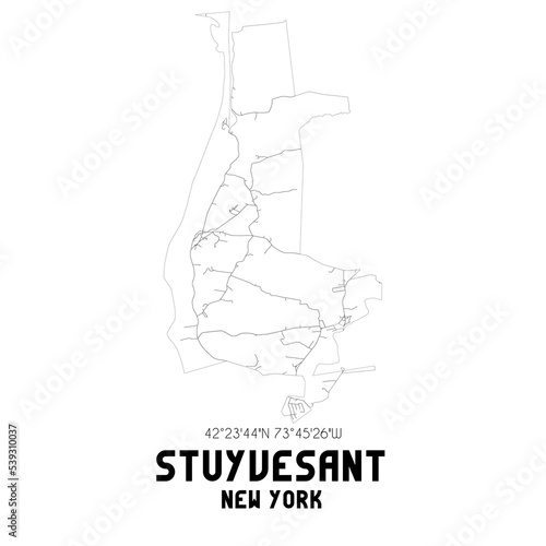 Stuyvesant New York. US street map with black and white lines.