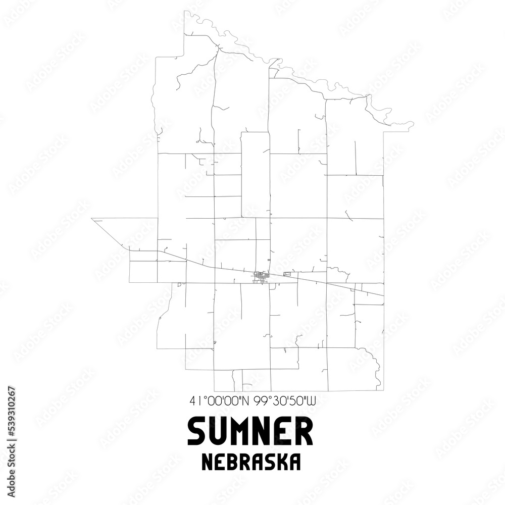 Sumner Nebraska. US street map with black and white lines. Sumner Nebraska. US street map with black and white lines.