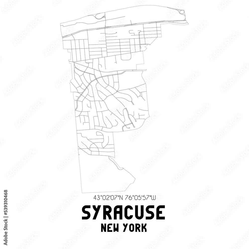 Fototapeta Syracuse New York. US street map with black and white lines.