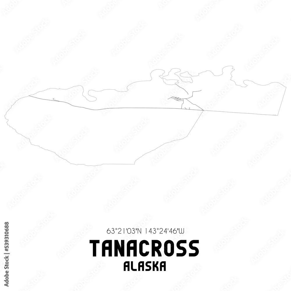 Tanacross Alaska. US street map with black and white lines. Tanacross Alaska. US street map with black and white lines.
