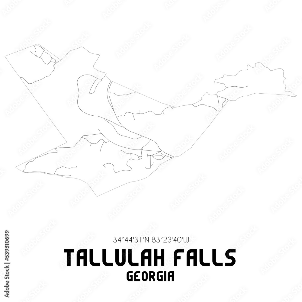 Tallulah Falls Georgia. US street map with black and white lines. Tallulah Falls Georgia. US street map with black and white lines.