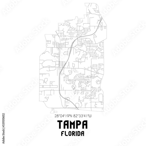 Tampa Florida. US street map with black and white lines. photo