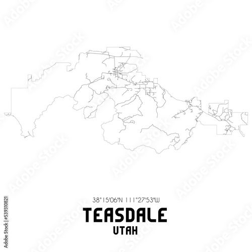 Teasdale Utah. US street map with black and white lines. photo