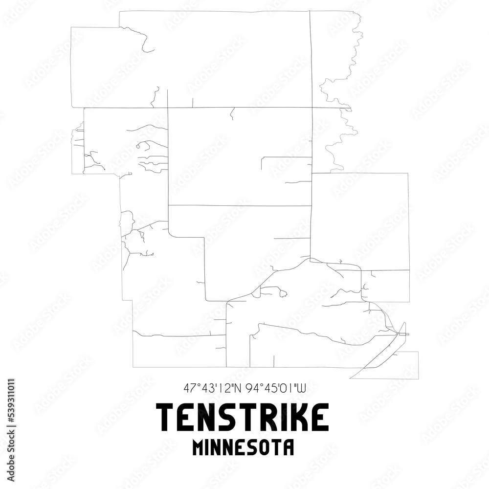 Tenstrike Minnesota. US street map with black and white lines.