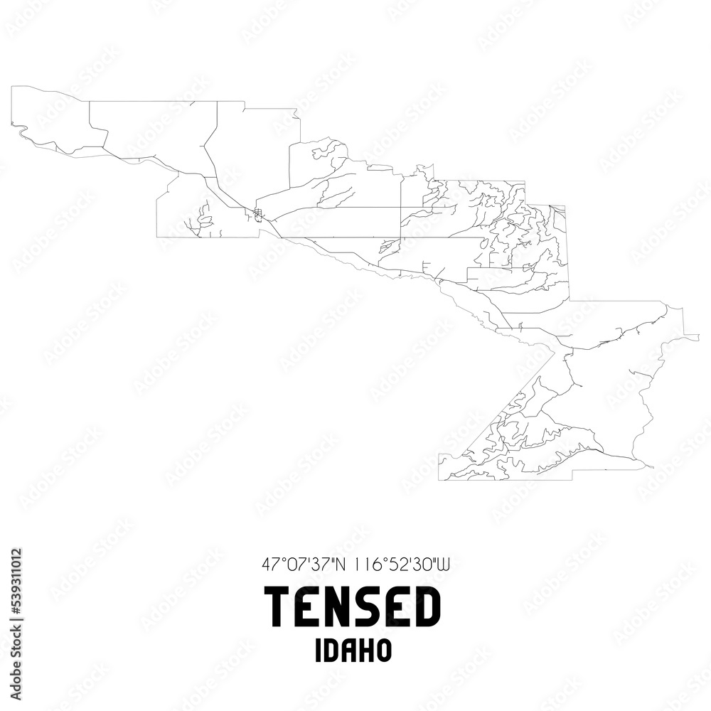 Tensed Idaho. US street map with black and white lines.