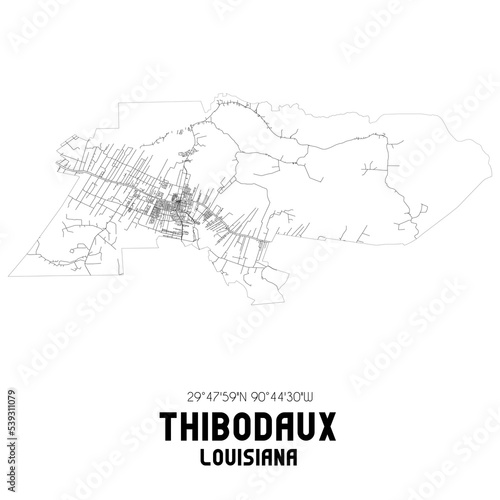 Thibodaux Louisiana. US street map with black and white lines. photo