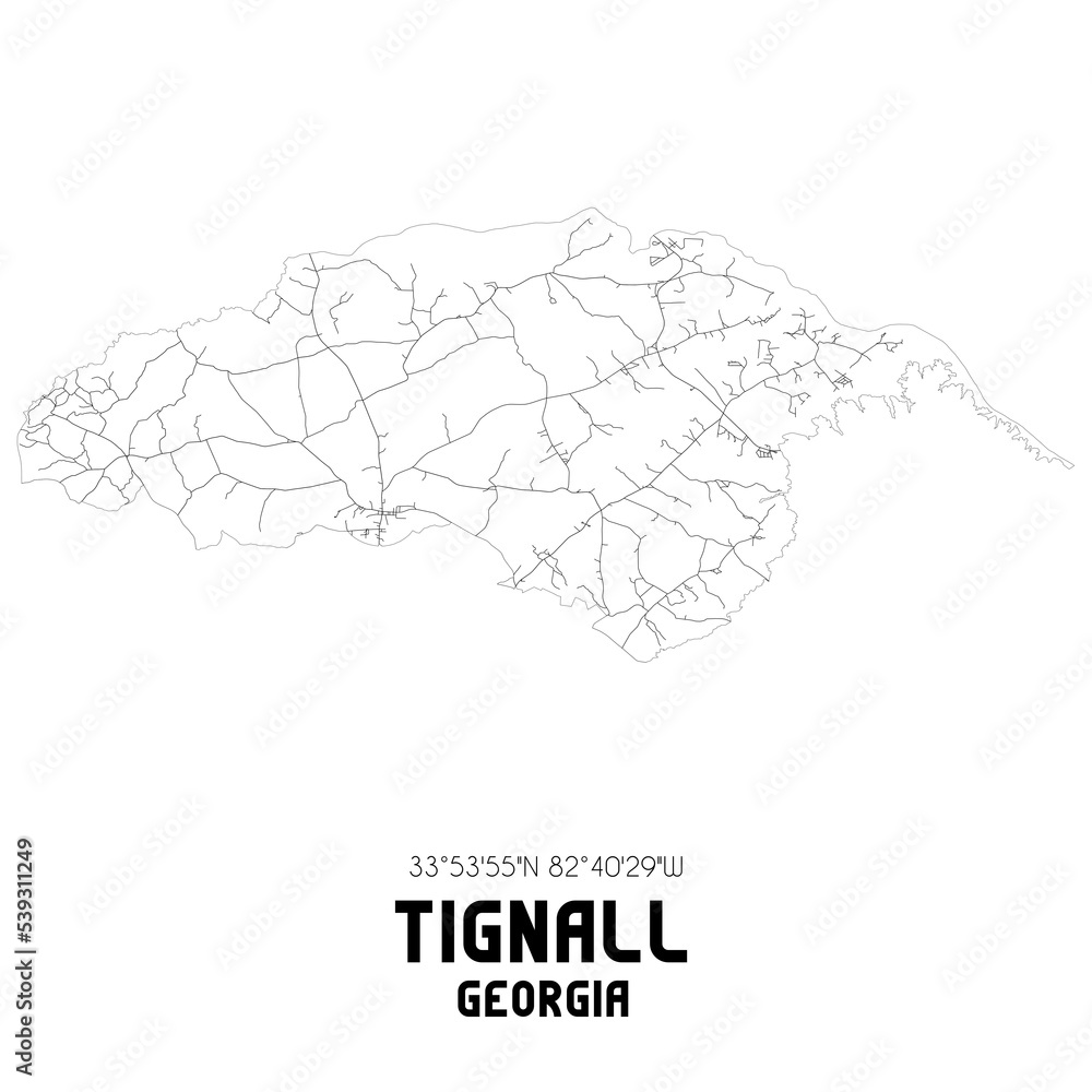 Tignall Georgia. US street map with black and white lines. Tignall Georgia. US street map with black and white lines.