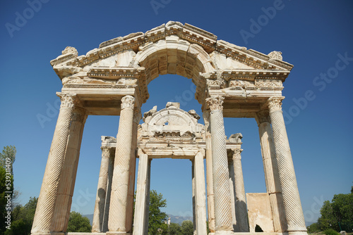 Monumental Gateway, Tetrapylon in Aphrodisias Ancient City in Aydin, Turkiye