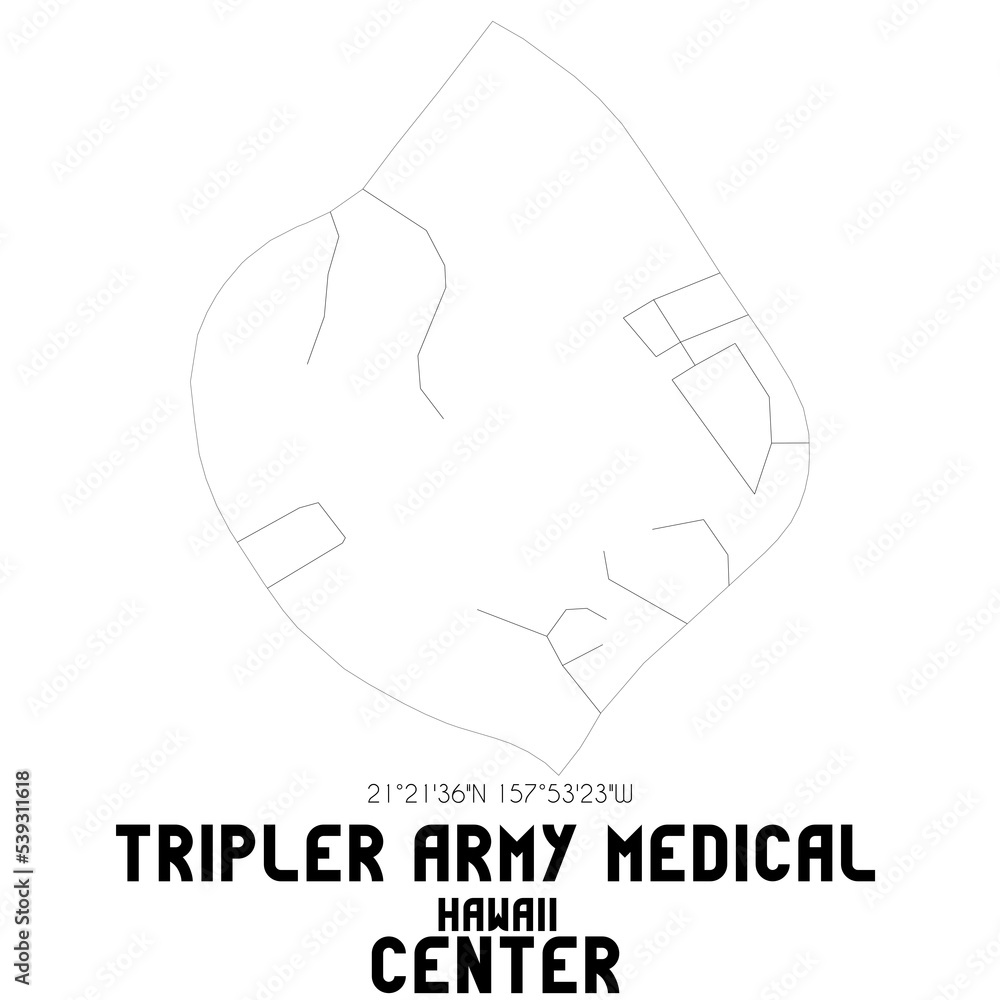 Tripler Army Medical Center Hawaii. US street map with black and white