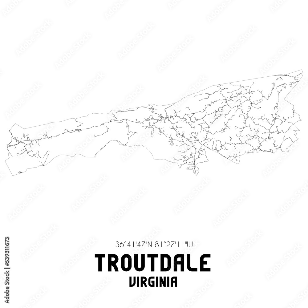 Troutdale Virginia. US street map with black and white lines. Troutdale Virginia. US street map with black and white lines.