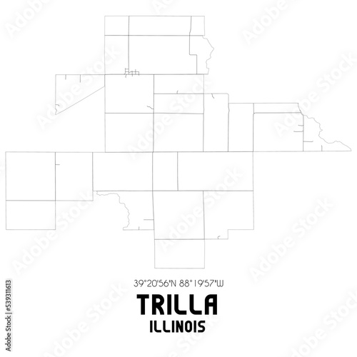 Trilla Illinois. US street map with black and white lines.