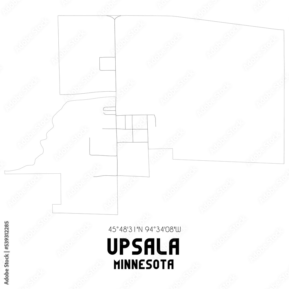 Upsala Minnesota. US street map with black and white lines.