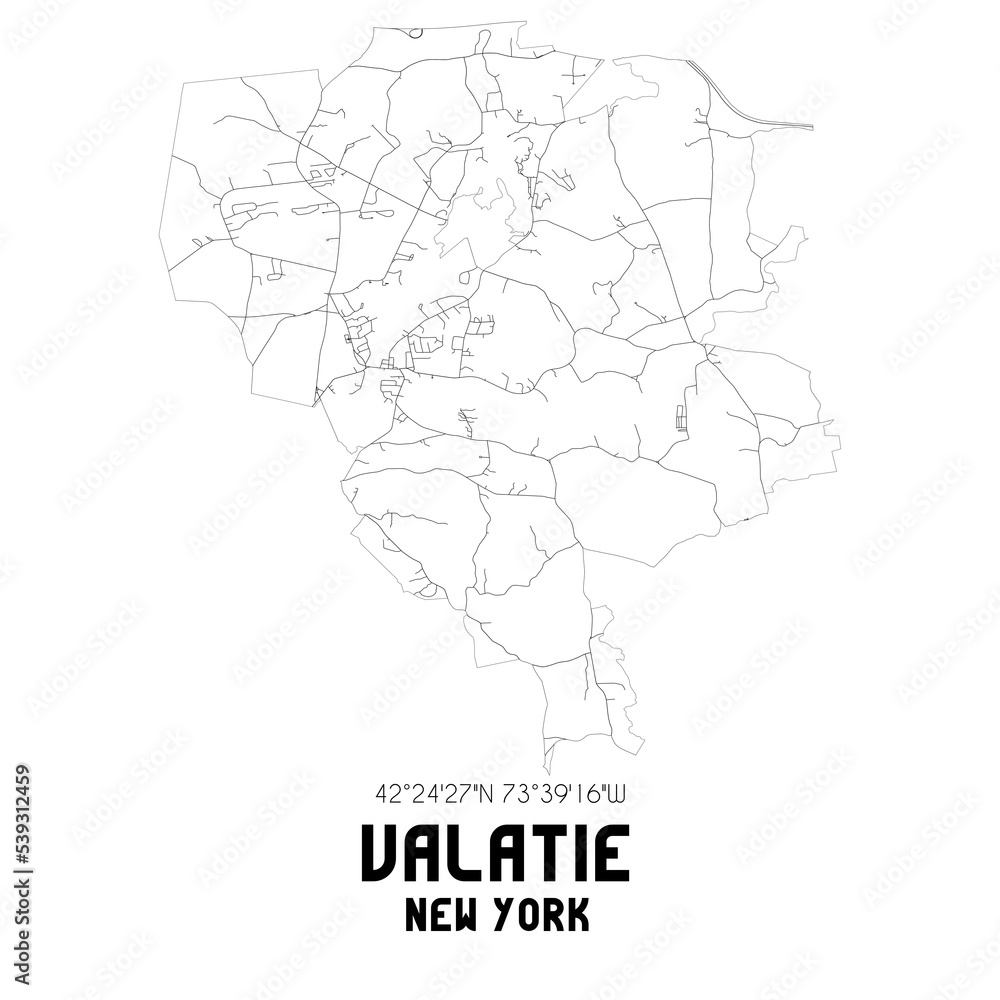 Valatie New York. US street map with black and white lines. Valatie New York. US street map with black and white lines.