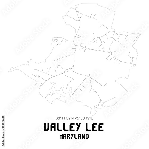 Valley Lee Maryland. US street map with black and white lines.