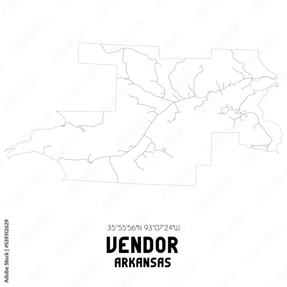 Vendor Arkansas. US street map with black and white lines.